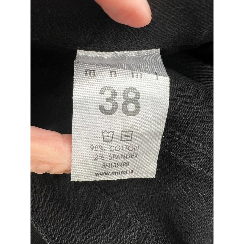 MNML Jeans Mens 38 Black Denim Red Side Stripe Zipper Ankle Slim Fit